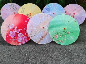 Paragua chico bamboo tela estampada